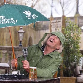 Larry Lamb took on his first-ever weather presenting role for The Sipping Forecast – a weather forecast for pub gardens