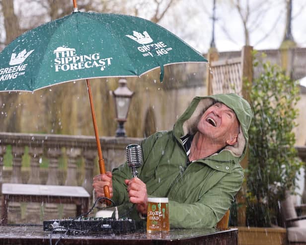 Larry Lamb took on his first-ever weather presenting role for The Sipping Forecast – a weather forecast for pub gardens