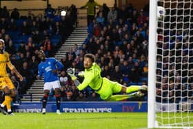 Abdallah Sima curls home Rangers' opening goal against Livingston at Ibrox. (Photo by Alan Harvey / SNS Group)