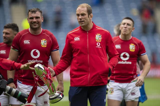 Injured captain Alun Wyn Jones was able to left the 1888 Cup after the British and Irish Lions' win over Japan at BT Murrayfield. Picture: Ross Parker/SNS
