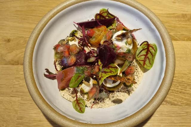 Beetroot and crowdie starter at The Shoregate