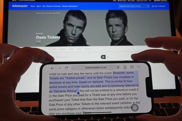A section of Ticketmaster's purchase policy explaining 'dynamic pricing'. Picture: Yui Mok/PA Wire