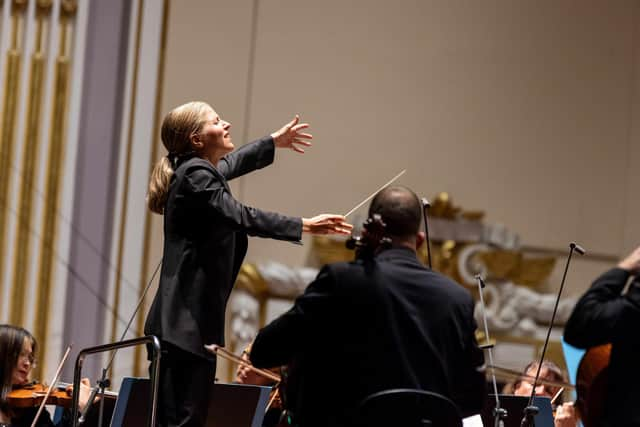 Karina Canellakis at the EIF Closing Concert 2023 PIC: Jess Shurte