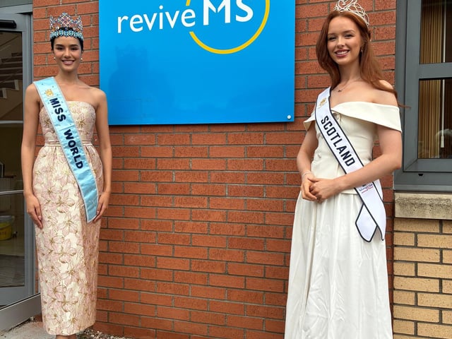 Miss World 2025, Opal Suchata Chuangsri, visited Revive MS Support, Scotland’s leading MS charity with Miss Scotland Amy Scott