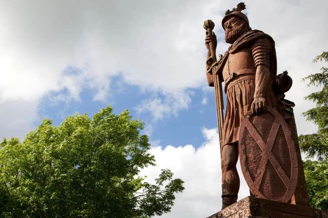 Scottish national hero William Wallace has a statue erected in his honour 'standing guard' over the River Tweed.