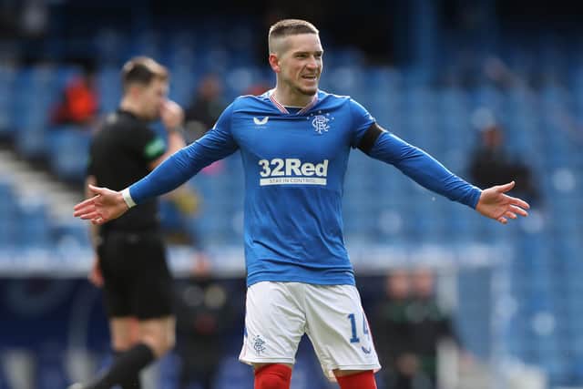 Ryan Kent has enjoyed a highly productive season for Rangers with 12 goals and 14 assists so far for the new Premiership champions. (Photo by Ian MacNicol/Getty Images)