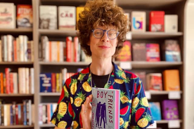 Michael Pedersen with his first 'prose poetry' book, Boy Friends, in Portobello Book Shop. Pic: Contributed