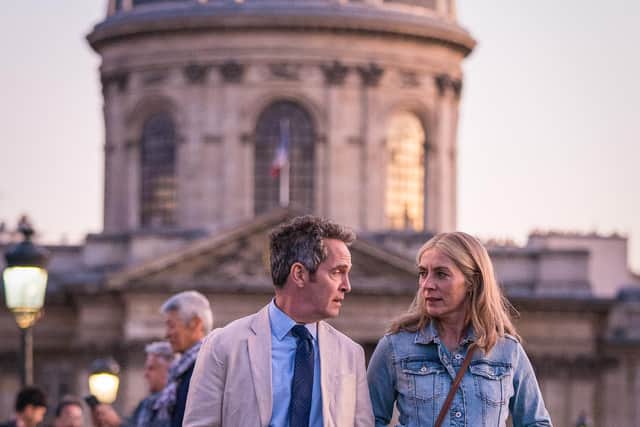 Saskia Reeves as Connie and Tom Hollander as Douglas, on the Petersen's summer break or make grand tour.  Picture: Drama Republic Ltd - Photographer: Colin Hutton