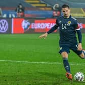 Scotland's Kenny McLean scores a penalty during the UEFA Euro 2020 qualifier against Serbia at the Stadion Rajko Mitic on November 12, 2020. (Photo by Nikola Krstic / SNS Group)