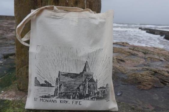 Laura Miller, from Fife, runs  56DegreesNorth. Among her many items on Etsy is this fabulous bag featuring the landscape of St Monans
www.etsy.com/shop/56DegreesNorth