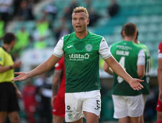 Ryan Porteous  in action for Hibernian. (Photo by Craig Williamson / SNS Group)