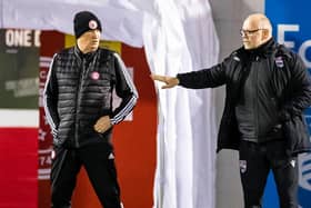 Ross County manager John Hughes (right) with Hamilton manager Brian Rice.