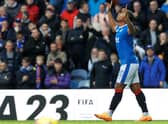 Rangers' Alfredo Morelos celebrates his goal against Aberdeen.