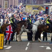 Five police officers were injured and 28 people were arrested during disorder in Glasgow's George Square as Rangers fans celebrated winning the Scottish Premiership title (Picture: Lisa Ferguson)






Rangers fans gather at George Square this afternoon after Rangers lift The SPFL Premier League Cup on the last day of the season