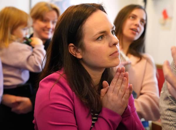 SNP leadership candidate Kate Forbes during a visit to the Association of Ukrainians in Great Britain (AUGB), in Glasgow, as she campaigns to be First Minister and SNP leader, following the resignation of First Minister Nicola Sturgeon.
