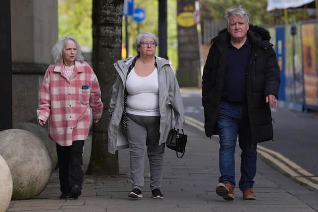 Margaret McKeich (centre), the mother of of 14-year-old Caroline Glachan, arrives at the High Court in Glasgow for the sentencing of Donna Brand. Picture: Andrew Milligan/PA Wire
