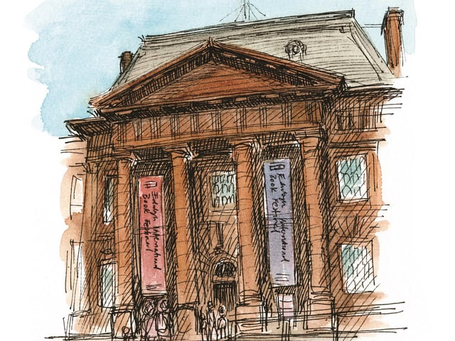 This was the first time I had been to the book festival in its second year at Edinburgh College of Art. Beautiful buildings and amazing to see my first illustrated children’s book for sale in their shop, ‘Lily Topping’s Ice Cream Sunday’, written by Scott Coull.
