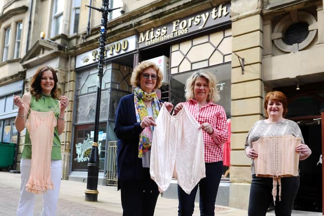 Miss Forsyth owner Sarah Williamson (centre, right) with mum and former owner Jennifer Moodie (centre, left) and Joy Mcdonald, sales assistant (left) and Lynne Frew, manager (right). Picture: Michael Gillen.