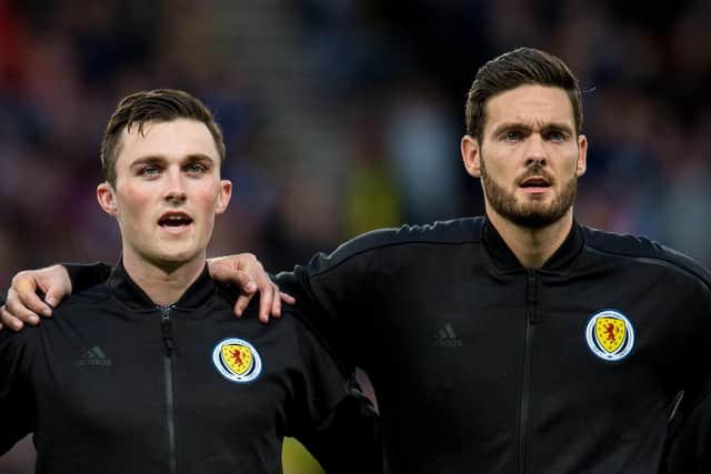 Hearts defender John Souttar and captain Craig Gordon.