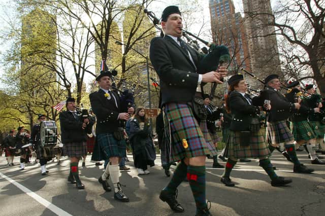 Pipers march through New York's Central Park during a previous Tartan Day event (Picture: Mario Tama/Getty Images)