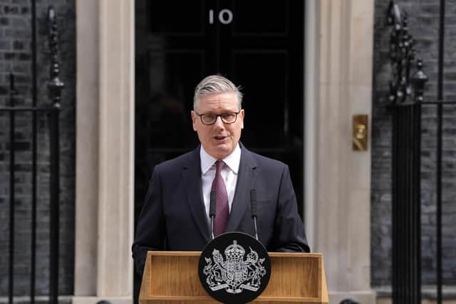 Prime Minister Sir Keir Starmer making his resignation speech in Downing Street.