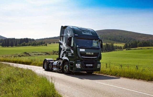 Green credentials: Glenfiddich's fleet of trucks run on biogas made from distillery leftovers.