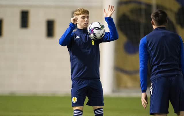 Dundee United's Kai Fotheringham during a Scotland Under-21s training session at Oriam this week. (Photo by Paul Devlin / SNS Group)