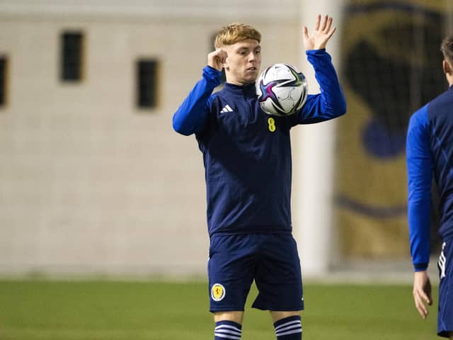 Dundee United's Kai Fotheringham during a Scotland Under-21s training session at Oriam this week. (Photo by Paul Devlin / SNS Group)