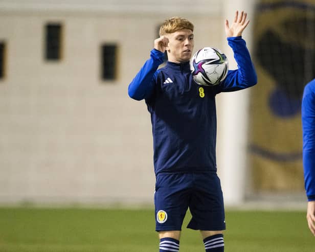 Dundee United's Kai Fotheringham during a Scotland Under-21s training session at Oriam this week. (Photo by Paul Devlin / SNS Group)