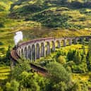 The Jacobite steam train passing over the Glenfinnan Railway Viaduct. Picture: Getty Images