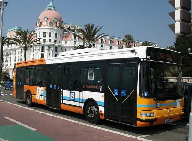 Buses in Nice have flat fares, separate entry and exit doors and screens announcing every stop. Picture: Kevin. B/WikiMedia Commons