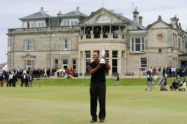 Tiger Woods with the Claret Jug after winning the 134th Open Championship at St Andrews. Picture: Adrian Dennis/AFP via Getty Images.