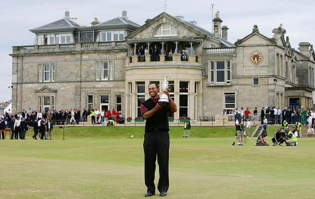 Tiger Woods with the Claret Jug after winning the 134th Open Championship at St Andrews. Picture: Adrian Dennis/AFP via Getty Images.