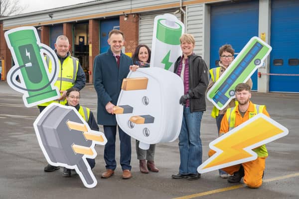 First Bus York team unveil plans for all-electric depot with local councillor. Picture: Richard Walker/ImageNorth