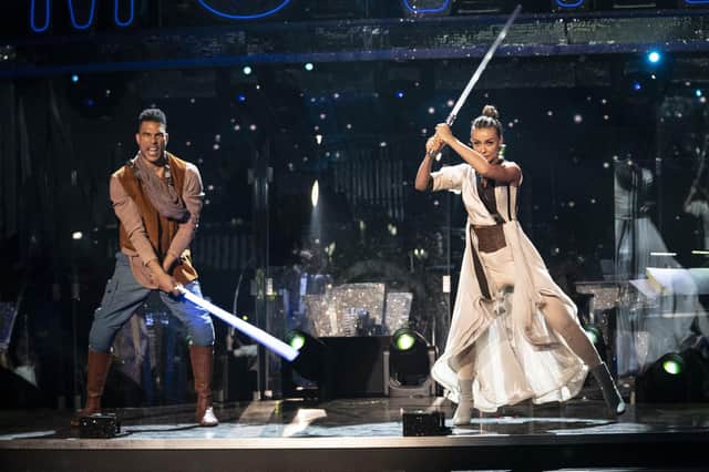 Jason Bell and Luba Mushtuk performed a Star Wars theme on Saturday's Strictly. Pic: Keiron McCarron/BBC/PA Wire