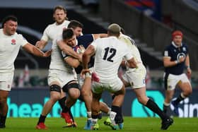Welcome to international rugby, Cam. Scotland's new cap Cameron Redpath was right in the thick of the action against England at Twickenham