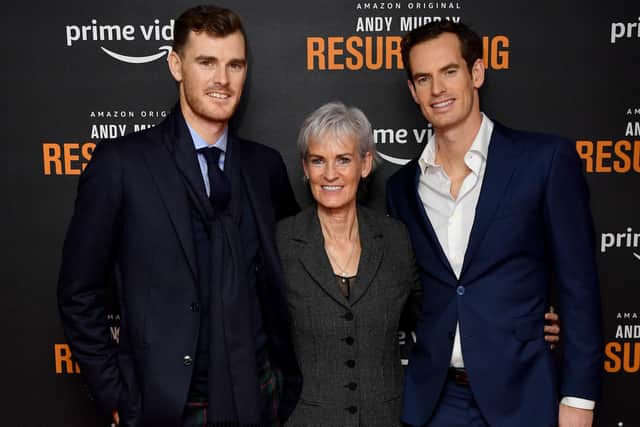 With Jamie and Andy at the "Andy Murray: Resurfacing" world premiere in London last year.