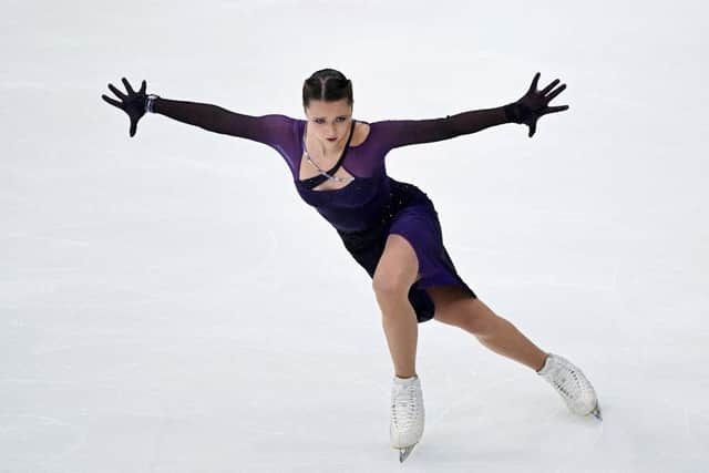 Kamila Valieva competes in the women's short program during the Russian Grand Prix of Figure Skating at the Megasport Arena in Moscow in October.