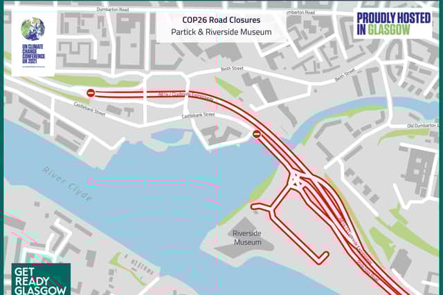 The cycle route runs parallel to the Clydeside Expressway, which will be closed during Cop26, and past the Riverside Museum
