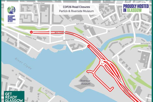 The cycle route runs parallel to the Clydeside Expressway, which will be closed during Cop26, and past the Riverside Museum