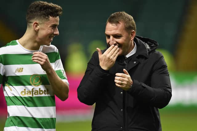 Mikey Johnston made his Celtic debut under Brendan Rodgers. Picture: SNS