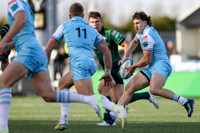 Glasgow Warriors' Kyle Rowe makes a pass durng the defeat to Connacht at The Sportsground. Pic: Ben Brady/INPHO/Shutterstock (14171032bi)