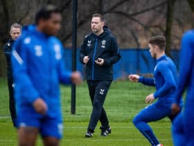 New manager Michael Beale during a Rangers training session at Auchenhowie. (Photo by Craig Williamson / SNS Group)