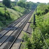 Train tracks passing the old Reston Station on the East Coast Mainline.