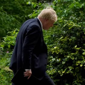 Prime Minister Boris Johnson heads to a press conference in Downing Street, London, following the publication of Sue Gray's report into Downing Street parties in Whitehall during the coronavirus lockdown. Picture date: Wednesday May 25, 2022.