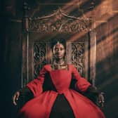 Jodie Turner-Smith as Anne Boleyn in the new Channel 5 TV series. Picture: PA Photo/ViacomCBS Networks International