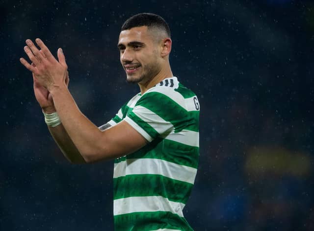 Giorgos Giakoumakis remains a Celtic player ahead of the midweek fixture against St Mirren. (Photo by Craig Foy / SNS Group)