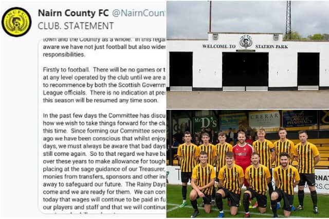 Nairn County director Ian Finlayson issued a statement confirming the club would be supporting the local community