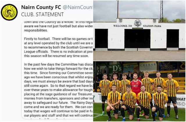 Nairn County director Ian Finlayson issued a statement confirming the club would be supporting the local community