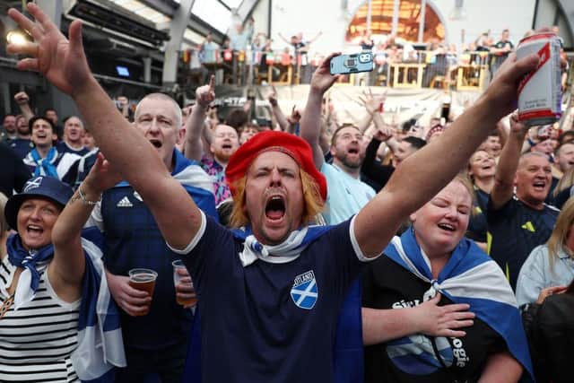 Scotland fans gather in a Munich fanzone to watch as Scotland played Germany in the opening match of UEFA Euro 2024 on Friday.